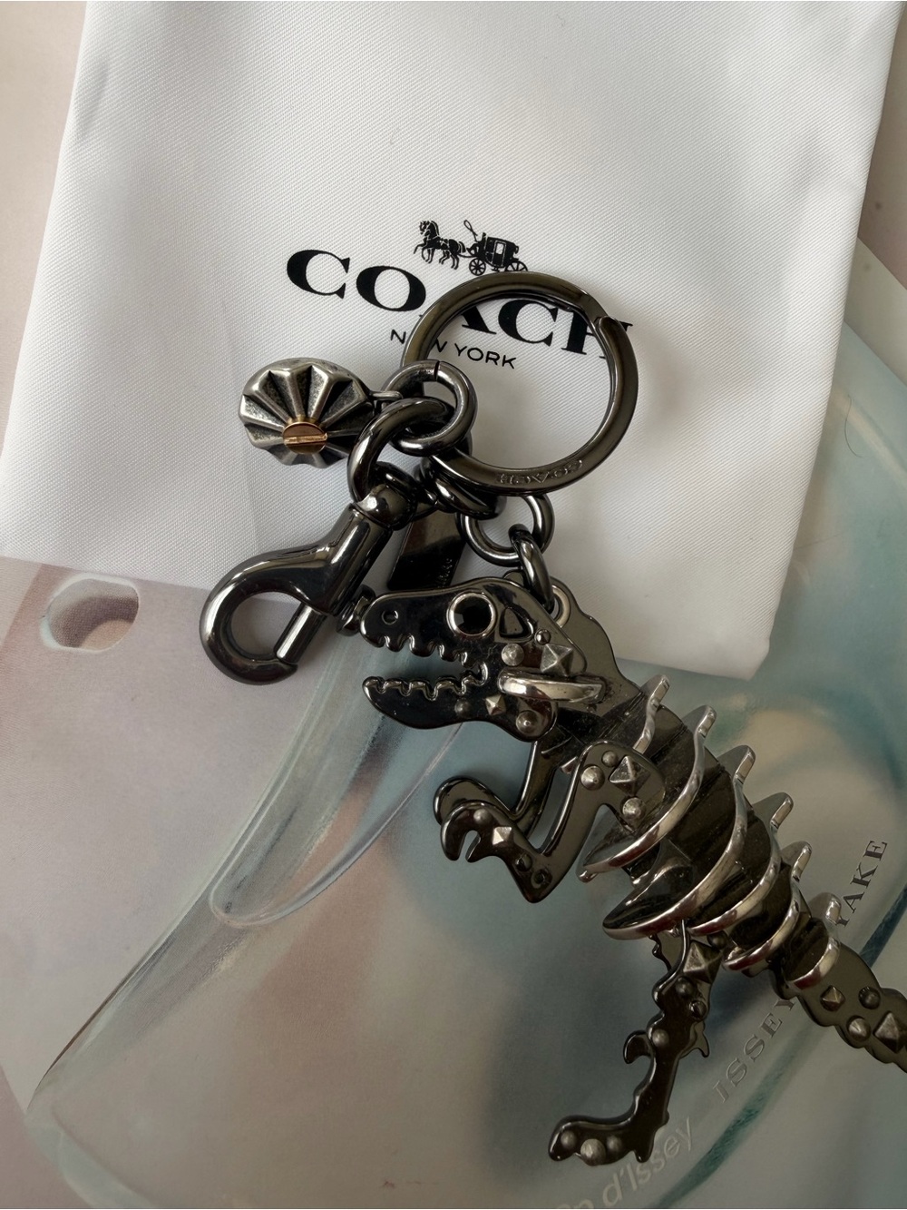 Coach Rexie stainless  metal Bag Charm / keychain new with dust bag& gift box !